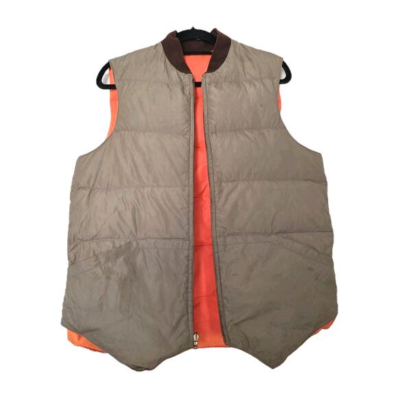 Vintage Kmart Reversible Down Hunting Vest Mens M Beige Orange Full Zip Gorpcore - Picture 1 of 11